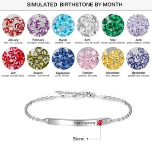 Personalized Birthstone Name Bar Bracelet Gift