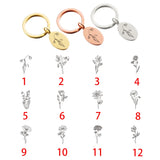 Personalized Name Birth Flower Keychain Stainless Steel for Women