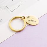 Personalized Name Birth Flower Keychain Stainless Steel for Women
