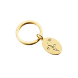 Personalized Name Birth Flower Keychain Stainless Steel for Women