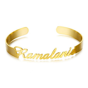 Personalized Name Bracelet Bangle Set Silver Stainless Steel Jewelry