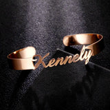 Personalized Name Bracelet Bangle Set Silver Stainless Steel Jewelry