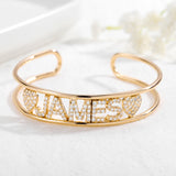 Crystal Letter Name Bracelet Personalized Diamond Bangle Charm Jewelry
