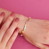 Engraved Name Bracelet with Birthstones - Personalized Family Bracelet