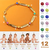 Engraved Name Bracelet with Birthstones - Personalized Family Bracelet