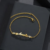 Personalized Love Heart Nameplate Pendant Bracelet Gift