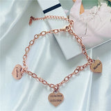 Love Heart Engraved Nameplate Pendant Personalized Stainless Steel Bracelet