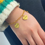 Love Heart Engraved Nameplate Pendant Personalized Stainless Steel Bracelet
