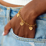Love Heart Engraved Nameplate Pendant Personalized Stainless Steel Bracelet