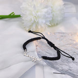 Name Bracelet Nylon Cord Adjustable Stainless Steel Nameplate Couple Jewelry