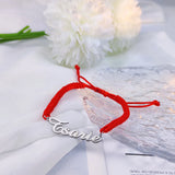 Name Bracelet Nylon Cord Adjustable Stainless Steel Nameplate Couple Jewelry
