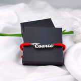 Name Bracelet Nylon Cord Adjustable Stainless Steel Nameplate Couple Jewelry