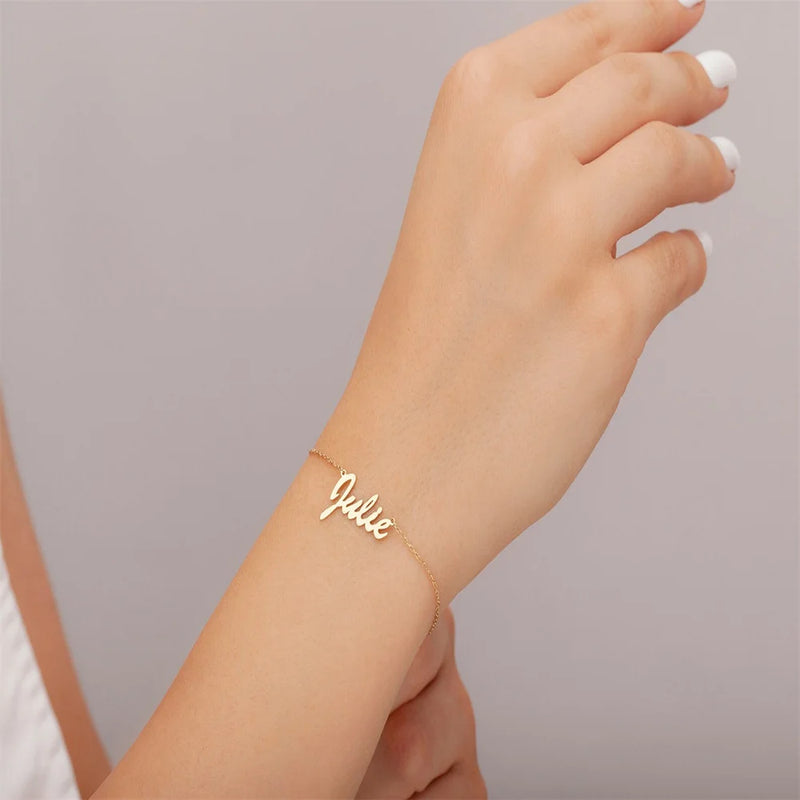 Name Bracelet Personalized Couple Stainless Steel Women Men Jewelry