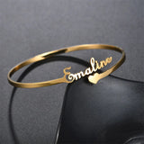 Name Bracelet Personalized Charm Silver Bangle for Women