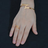 Name Bracelet Personalized Charm Silver Bangle for Women