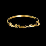 Name Bracelet Personalized Charm Silver Bangle for Women