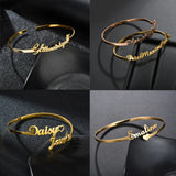 Name Bracelet Personalized Charm Silver Bangle for Women