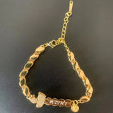 Personalized Name Bracelet Crown Chain Bangle Women Family Christmas