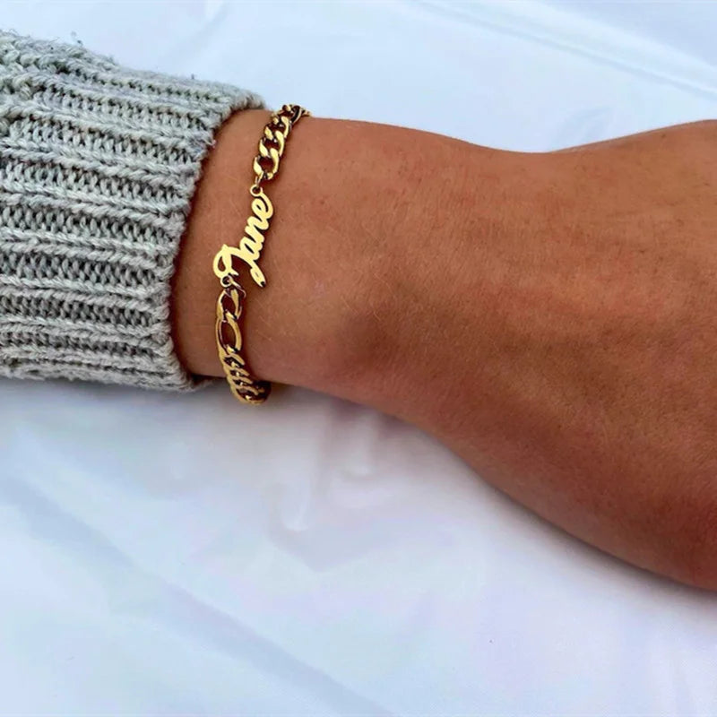 Personalized Name Bracelet Custom Handwriting Letter Chain Bracelet
