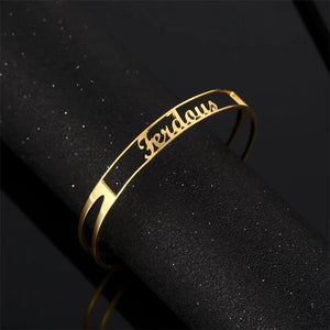 Personalized Stainless Steel Name Bracelet Cuff Bangle