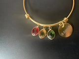 Name Bracelet With Birthstone Engraved Names Bangle Stainless Steel