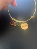 Name Bracelet With Birthstone Engraved Names Bangle Stainless Steel