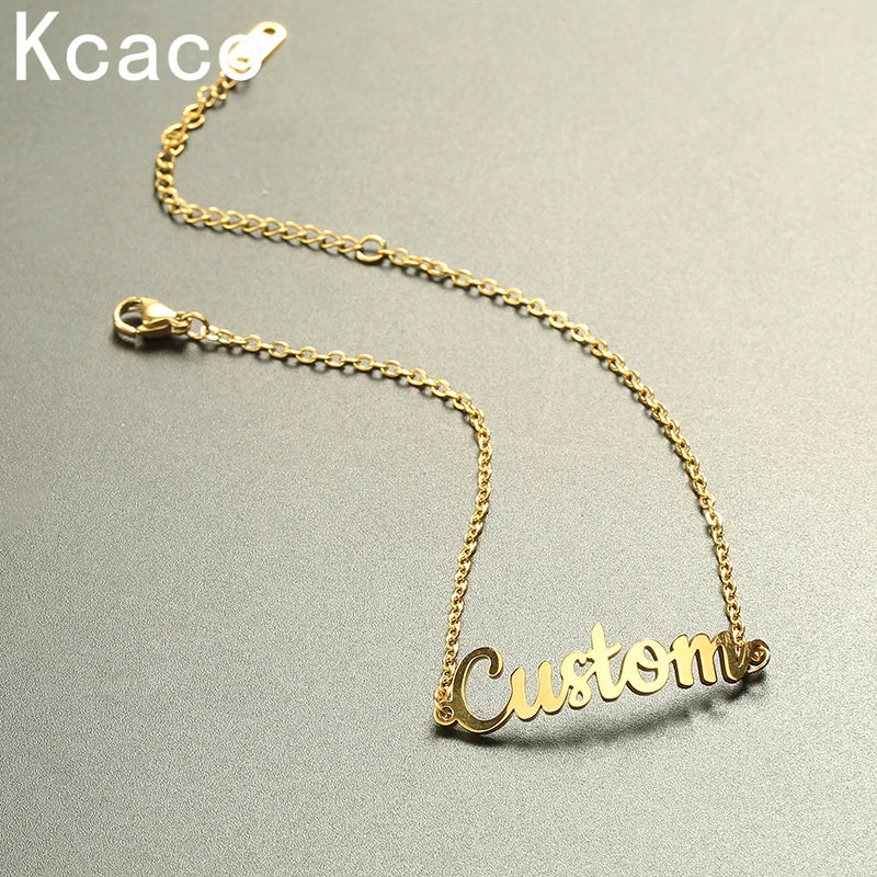 Arabic Letter Name Bracelet Women Kids Silver Stainless Steel Adjustable