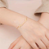 Name Bracelet for Women Girls Stainless Steel Personalized Letters Pendant