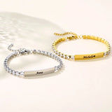 Personalized Stainless Steel Name Bracelet with Zircon Charm