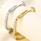 Personalized Stainless Steel Name Bracelet with Zircon Charm
