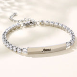 Personalized Stainless Steel Name Bracelet with Zircon Charm