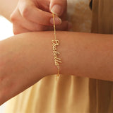 Women's Stainless Steel Name Bracelet Chain Personalized Letters Pendant Jewelry