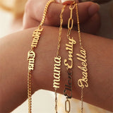 Women's Stainless Steel Name Bracelet Chain Personalized Letters Pendant Jewelry