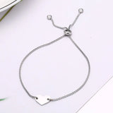 Engraved Heart Bracelet Stainless Steel Adjustable Bangle