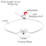 Engraved Heart Bracelet Stainless Steel Adjustable Bangle
