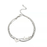 Name Bracelets for Women Personalized Stainless Steel Double Chain Bracelet