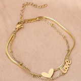 Name Bracelets for Women Personalized Stainless Steel Double Chain Bracelet