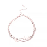 Name Bracelets for Women Personalized Stainless Steel Double Chain Bracelet