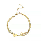 Name Bracelets for Women Personalized Stainless Steel Double Chain Bracelet