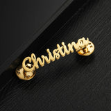 Name Brooch Stainless Steel Letter Lapel 2Pins Badges Nameplate Brooches