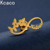 Butterfly Name Brooch Stainless Steel Letters Lapel Pin