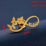 Butterfly Name Brooch Stainless Steel Letters Lapel Pin