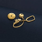Letter Stethoscope Pin Badge Brooch Stainless Steel Personalized Jewelry
