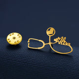 Letter Stethoscope Pin Badge Brooch Stainless Steel Personalized Jewelry