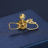 Letter Stethoscope Pin Badge Brooch Stainless Steel Personalized Jewelry