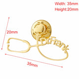 Name Brooches Stainless Steel Letter Stethoscope Pin Badges