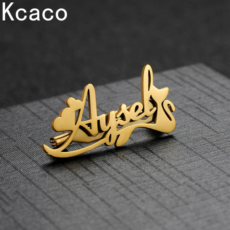 Letter Brooches Stainless Steel Cat Pin Badges Women Personalized Jewelry