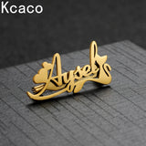 Letter Brooches Stainless Steel Cat Pin Badges Women Personalized Jewelry