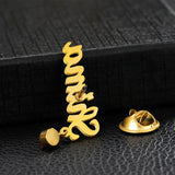 Personalized Stainless Steel Letter Pin Badges with Red Zircon Birthday Stone