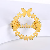 Butterfly Brooch Pin Initial Letter Lapel Pins Stainless Steel Brooches
